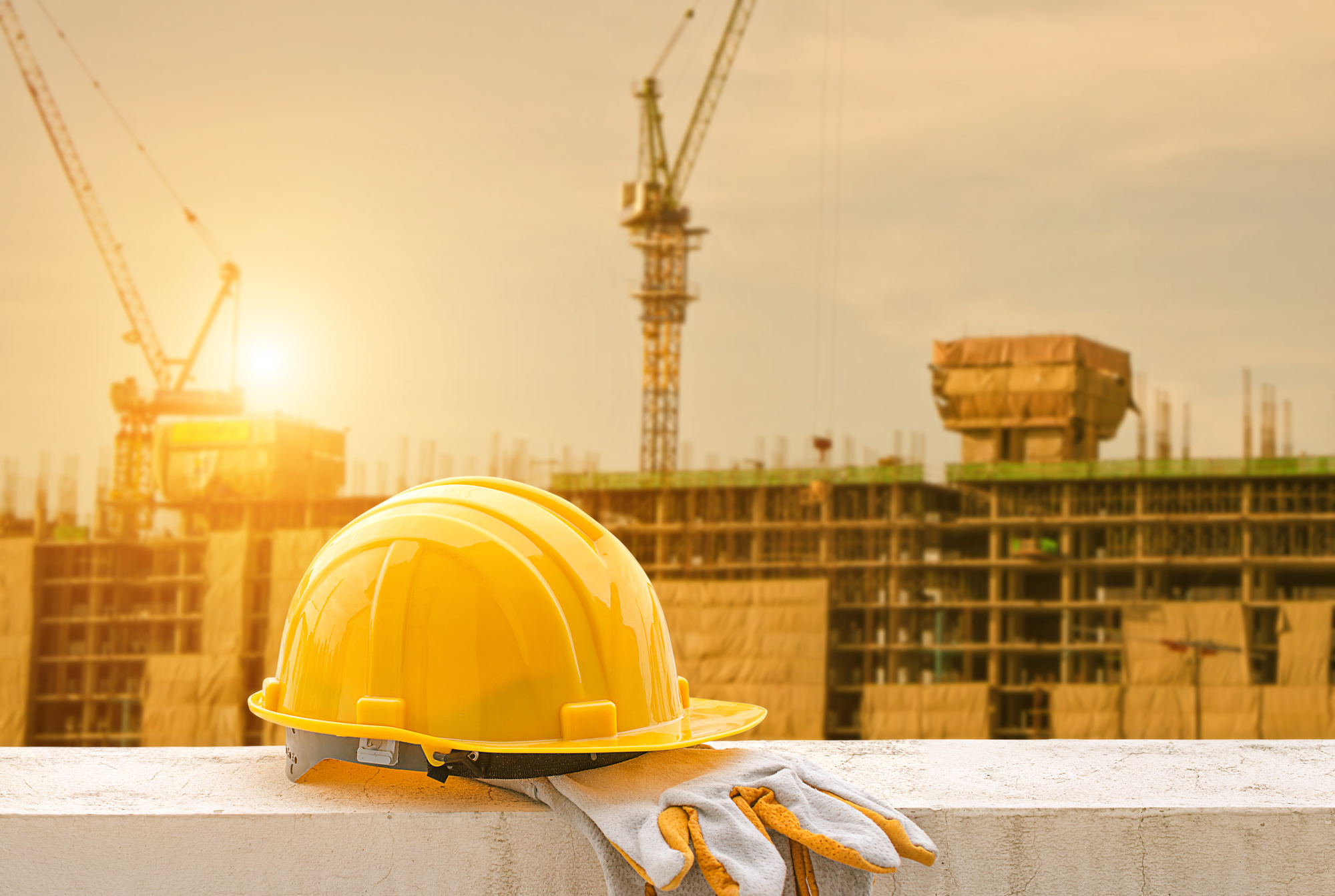 construction hat and gloves