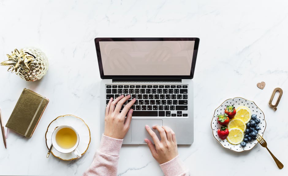 person using laptop